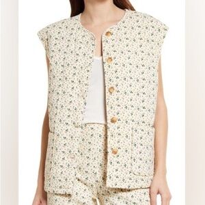 Frnch Paris sz M Valerie Quilted Oversized Vest Cotton Floral Anthropologie
